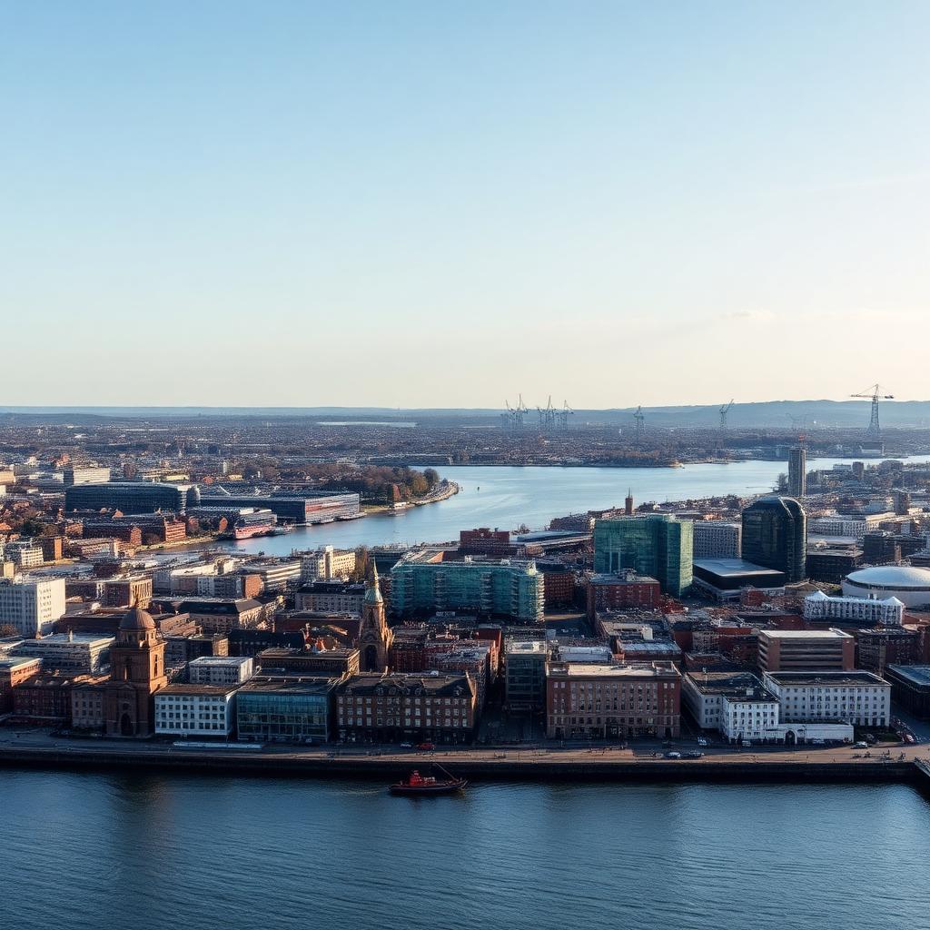 Aerial view of Belfast city centre — All Hours NI service area