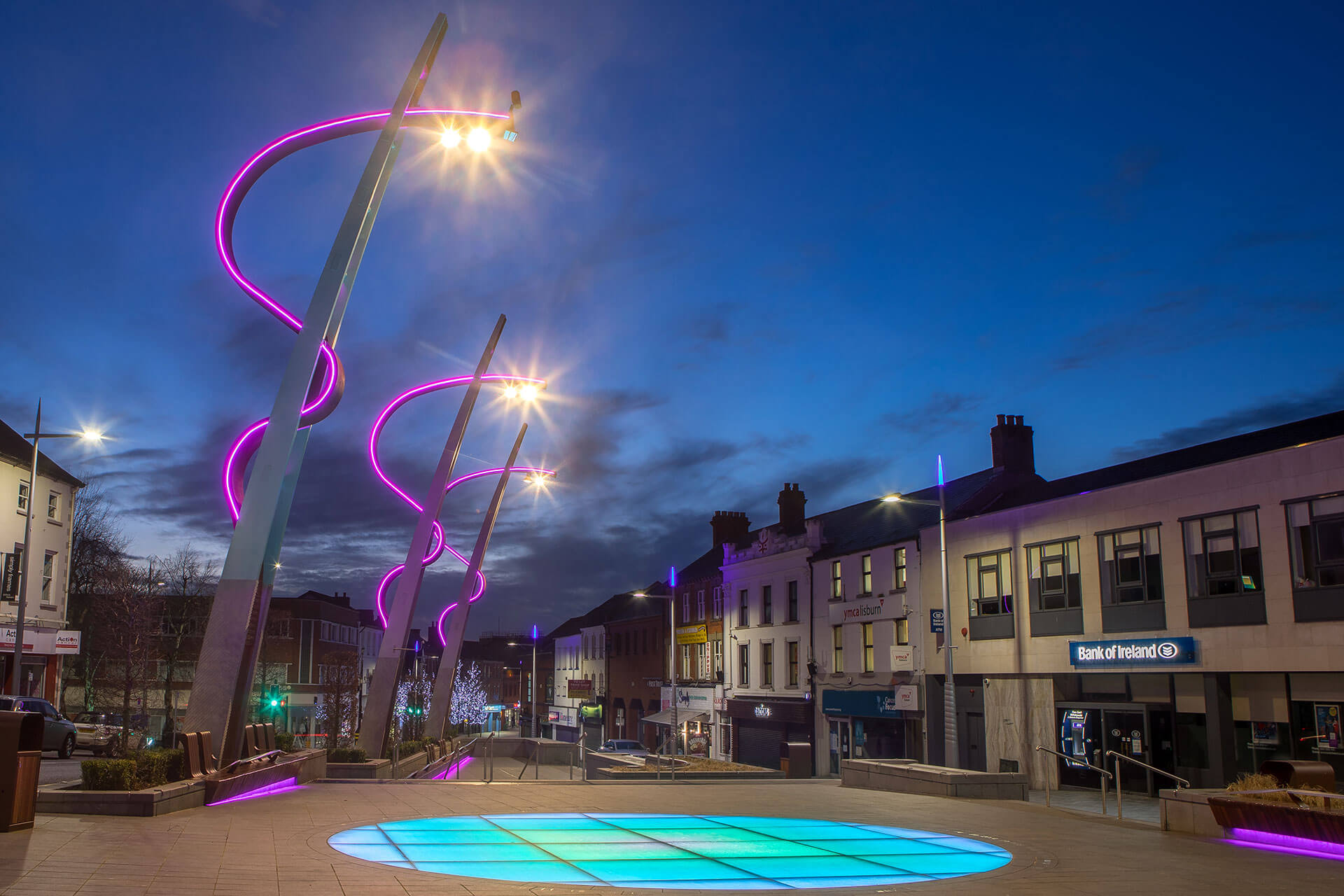 Lisburn city centre at night