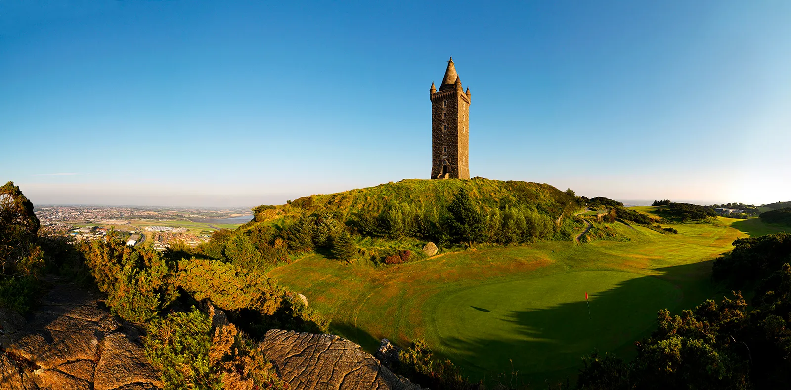Scrabo Tower overlooking Newtownards at sunset